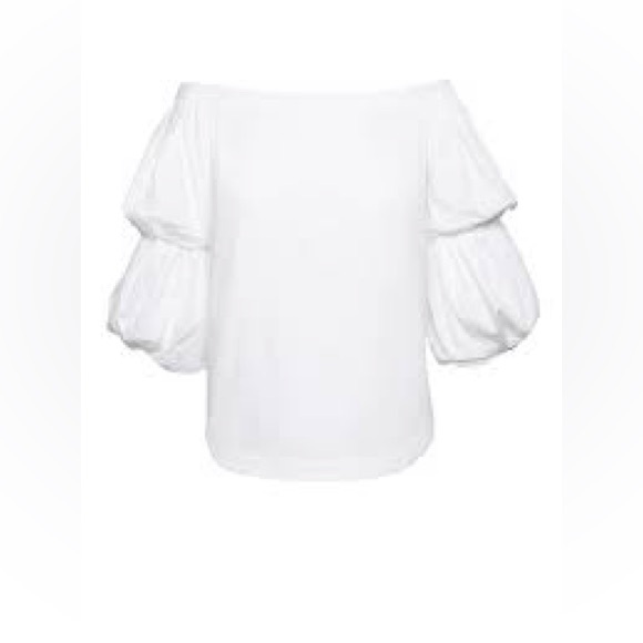Banana Republic Off-Shoulder White Poplin Blouse super stretch shirt💥NEW - Picture 3 of 16